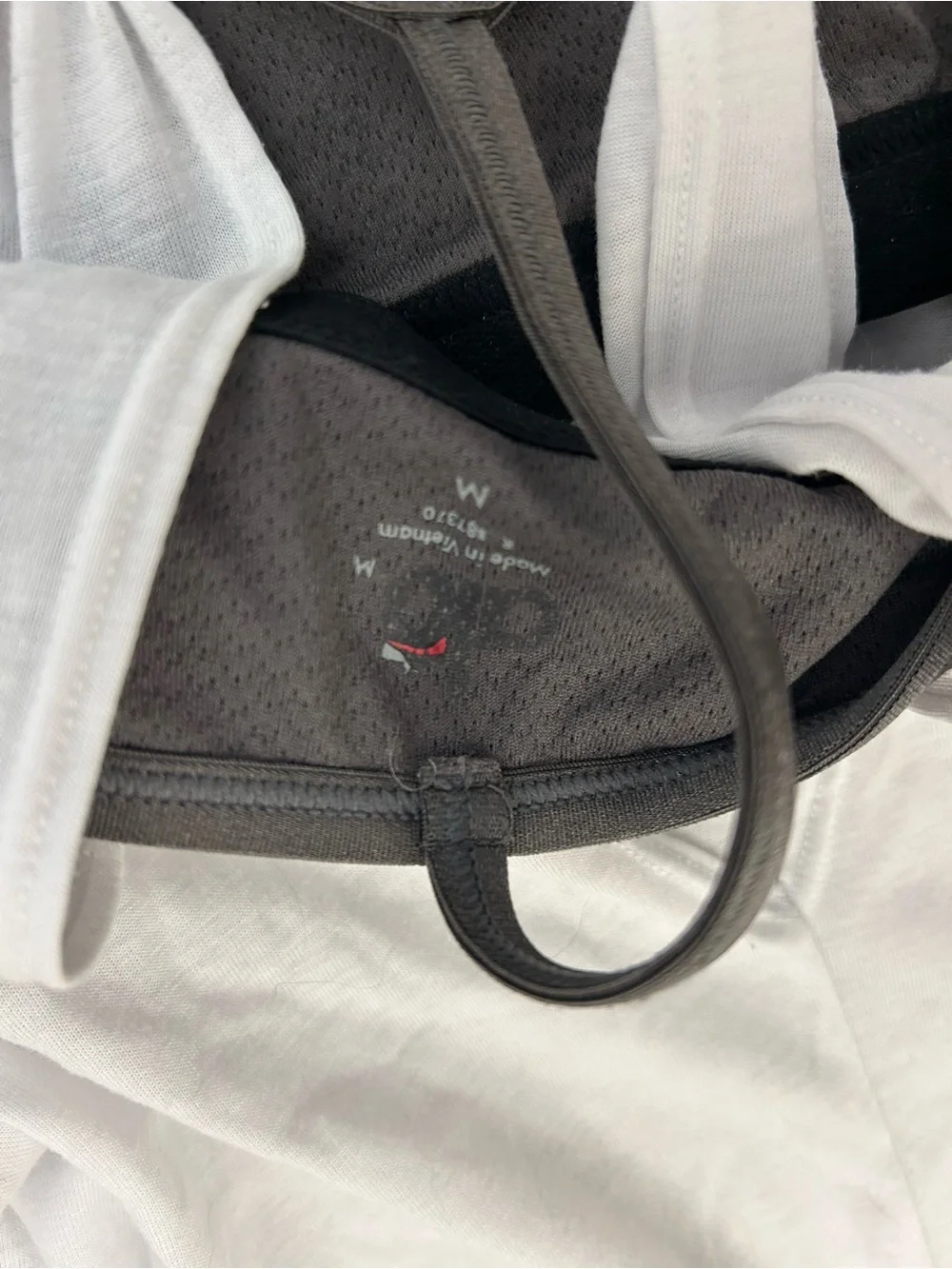 ALO Yoga White Layered Tank with Charcoal Inner Shelf